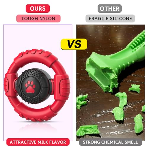 Dog Toys for Aggressive Chewers Large Medium Small Breed Indestructible - color: Red