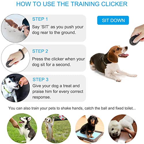 Diyife Dog Clicker for Training, 2 Pack Training Clicker with Wrist Strap - color: Black and Water Lake Blue
