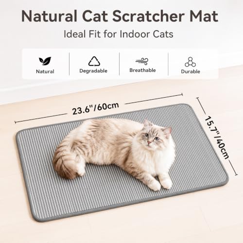 Cat Scratcher Mat, 23.6"x15.7" Natural Sisal Cat Scratch Pad - color: Gray, size: 1 Pack-23.6"x15.7"