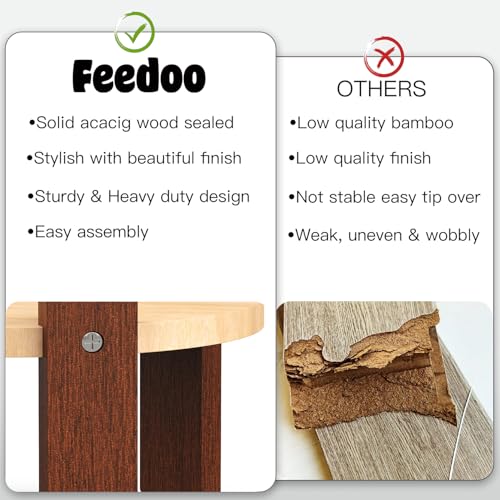 Feedoo Elevated Dog Bowl Stand, 6'' Height Raised Stand for Medium Dogs, Includes 2Cups Stainless Steel Slow Feeder Dog Bowl, Durable Solid Hardwood - color: 6" Height 2Cups Slow Feeder