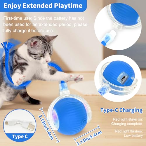 Cat Toys for Indoor Cats Smart Automatic Bal Moving Chase Dogs Toy, Blue - color: A2-Blue