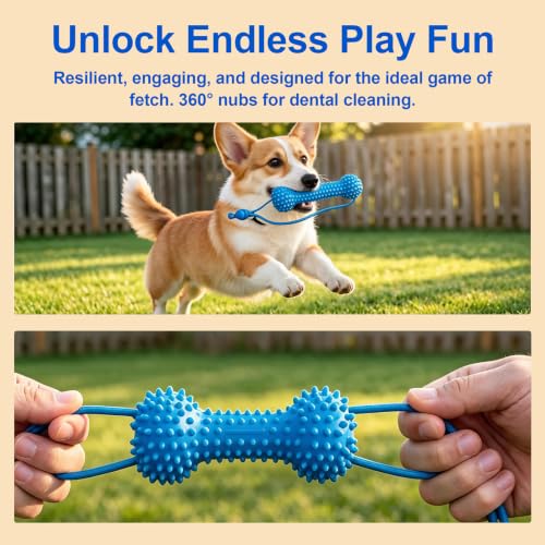 Dog Dental Chew Toy, Dual-Action Canine Dental Prop Mouth Opener with Adjustable Strap, PVC Bite & Brush Teeth Cleaning Toy for Small Medium Large Dog