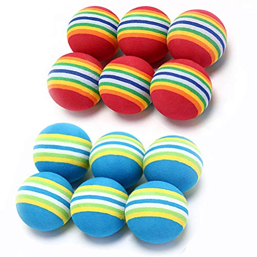 VOVIGGOL 12 Pack 2 Color Rainbow Cat Toy Balls Soft EVA Foam Interactive Indoor Kittens Favorite Toys 1.38" Dia. Small Dogs Puppies Toy Balls Bulk Activity Chase Quiet Play Sponge Ball - color: 12Pcs/ 2 Type Color