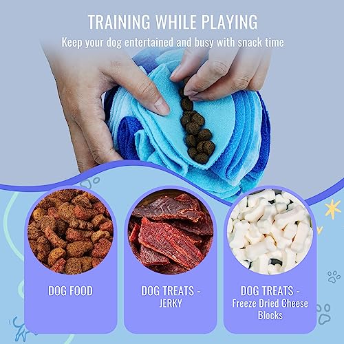 Pet Snuffle Ball, Puzzle Sniffing Interactive Dog Ball for Blind Dogs Training Stress Relief Dog Enrichment Toys Treat Machine Washable (Ocean Blue, 10cm) - color: Ocean blue, size: 10cm