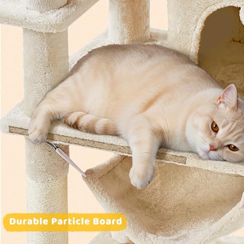 Yaheetech 67in Multi-Level Cat Tree Tower with Dangling Teaser Toys - color: Beige