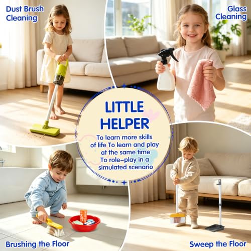 Toddler Cleaning Toy Set,New 29 - with Vacuum Cleaner,Broom & Mop,Ages 3-5 - color: Blue