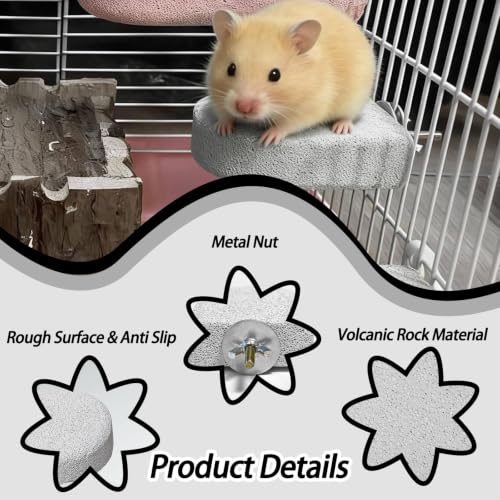 4 Pack Hamster Rat Lava Ledge Platform Teeth Grinding Chewing Toy (S,Grey)