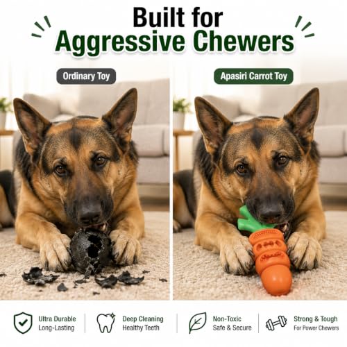 Aggressive Chewer Dog Toys, Durable Carrot Teeth Cleaning Toy