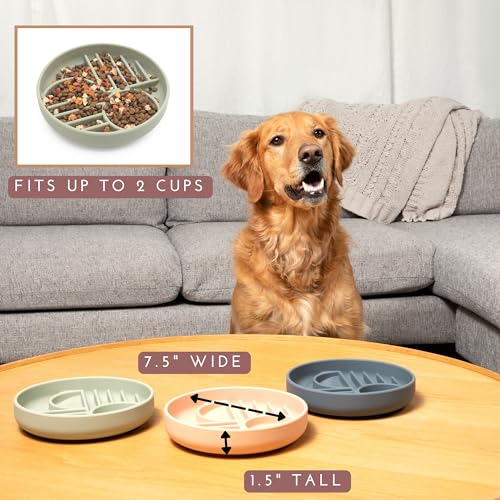 Slow Feeder Dog Bowl - Silicone Dog Bowl, Medium, 7.5" x 1.5" - Sage - color: Sage - Sunset Design, size: Medium (7.5” Across x 1.5” Tall)