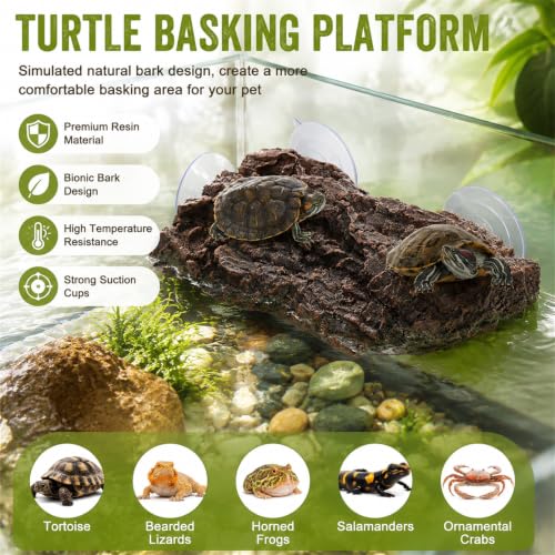 ZENFUN Turtle Basking Platform, Fish Tank Aquarium Tortoise Climbing Platform with 3 Suction Cups, Baby Tortoise Resting Terrace, Climbing Ramp Shale Reptiles Dock for Terrapins, Frogs