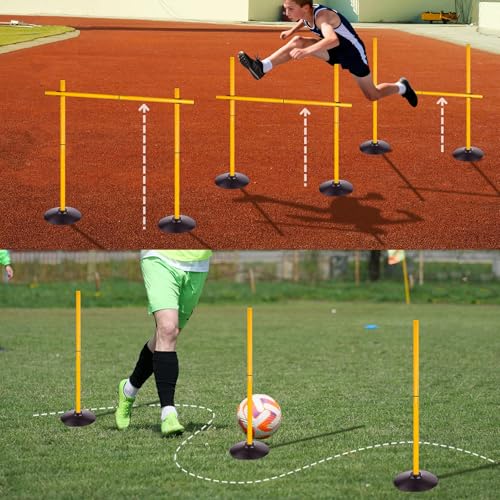 2.6FT Speed Agility Training Hurdles Set Adjustiable Height Jumping Hurdles Soccer Agility Poles for Beginner and Student - style: Pack of 6