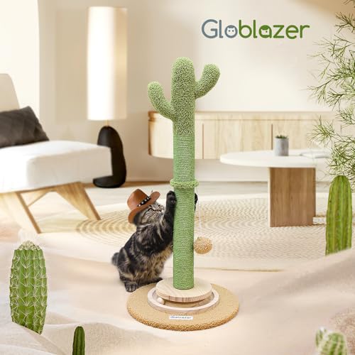 Globlzer 30in Cactus Cat Scratching Post for Indoor Cats, SC30, Green