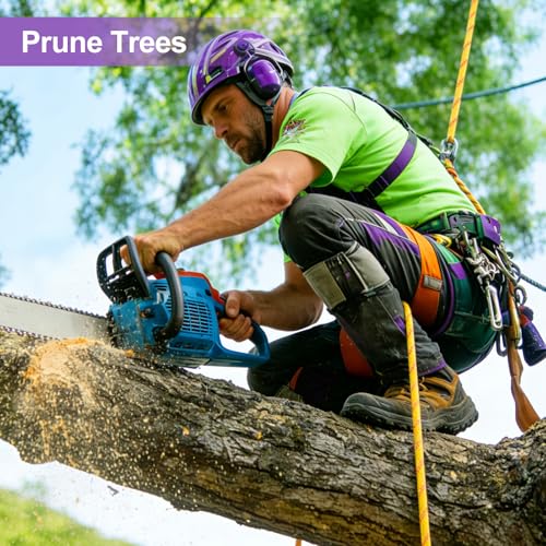 Static Climbing Rope - 12mm High Strength Arborist Rope 65FT for Outdoor Rappelling, Swing, Rigging, Tree Work, Camping - Purple - color: Purple, size: 65FT