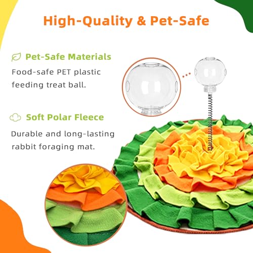 2-in-1 Large 19.7" Round Foraging Mat & Treat Ball For Rabbit Small Animals