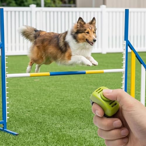 The Set of Easy Clicking Finger Ring Clicker Included Large and Small 2 Sizes,Dog clicker Trainer Suitable for Dogs Cats Horses traing Allowing Effective Versatile Training (2pcs Grey+Green) - color: 2pcs Grey+Green