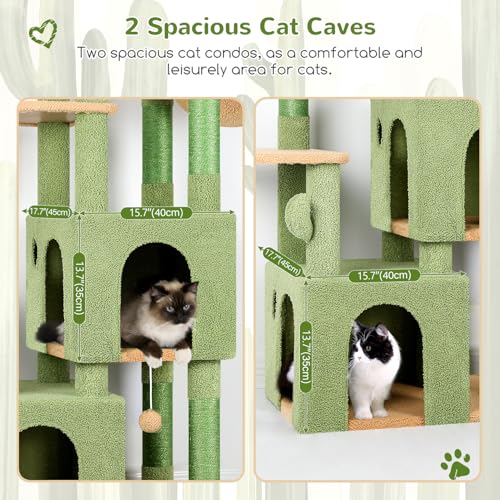Globlazer Heavy Duty Cactus Cat Trees for Big Cats Maine Coon, F61, Green - color: Cactus, size: 61inch