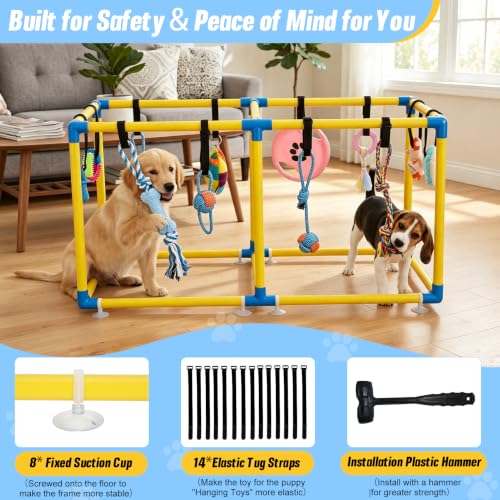 Puppy Play Gym with 12 Hanging Toys (Yollow) - color: Yellow, size: 19.5x38in