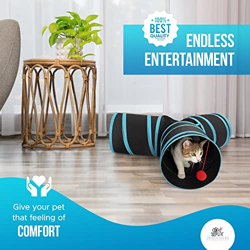 3-Way Cat Tunnels for Indoor Cats - Rabbit Tunnels and Hideouts - Durable and Collapsible Cat Tubes and Tunnels for Active Play (Yellow) - color: Yellow