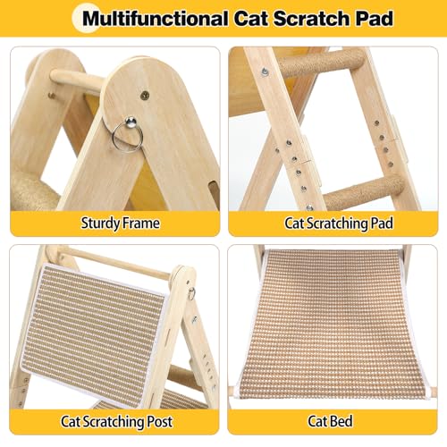 Cat Scratching Pads, Cat Scratch Board, Protecting Furniture Cat Scratcher with Toy Ball, Triangle Shaped 3 Usable Sides for Indoor Cats, Cat Scratch Post, Cat Toy Durable Woodboard Vertical