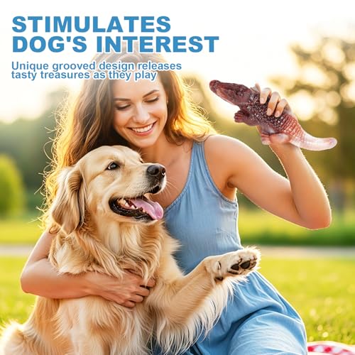 Durable Nylon Dog Toy for Aggressive Chewers - Interactive Nylon Chew Set with Massage Bumps | Tough Dog Toys for Teething Puppies & Large Breeds (Crocodile) - color: Crocodile