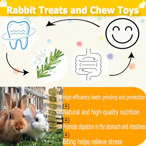 kathson Natural Bunny Toys for Rabbits,4 PCS Hanging Rabbit Chew Toys Treats with Timothy Hay Cakes & Sweet Bamboo Stick,Reduce Boredom,Keep Dental Health,Chewing Toys for Guinea Pigs Bunny Hamster - color: 【Style D】