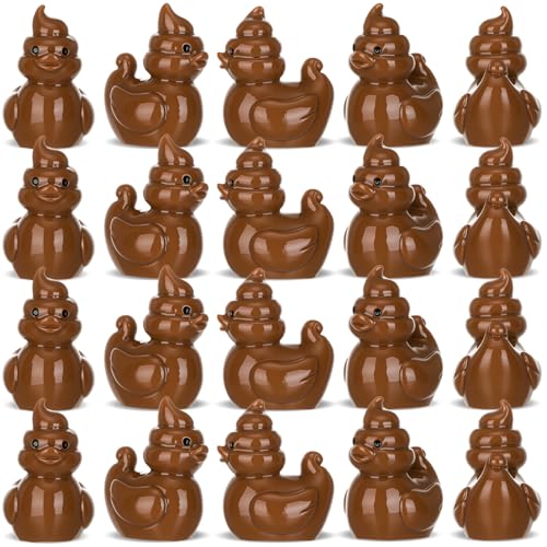 Chunful 25 Pcs Mini Resin Poop Duck Figures Small Poo Duck Figurines Toys - color: Brown, size: 2.5 x 2.5 cm/0.8 x 0.8 inch