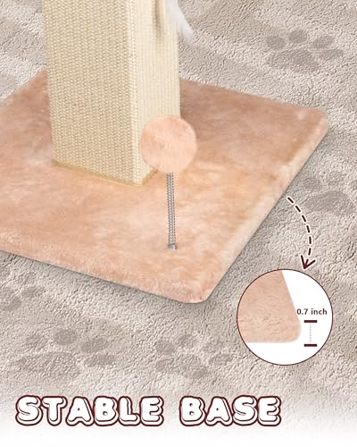 ANWA Large Cat Scratching Posts for Indoor Cats, 32" Tall, 4.7" Post, Beige