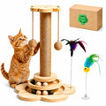 4-in-1 Wooden Cat Scratching Post for Kittens, Cat Tower for Indoor Cats - size: 11.8"L x 11.8"W x 3.1"H