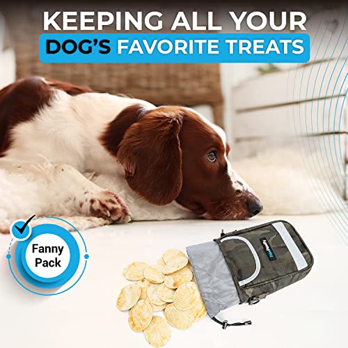 Dog Training Treat Pouch – Treat Bag for Dog Training with Built-in Poop Bag Holder – Waist Dog Training Pouch with Reflective Strips – Fanny Pack for Dog Training - color: Camo Green