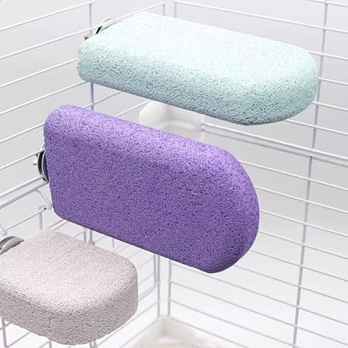Pet Teeth Grinding Stone and Perch, Bird Perch Stands, Natural Chewing Toys for Small Medium Birds Budgies Conures Cockatiels Rats (4 Colores, Big) - color: 4 Colores, size: Big