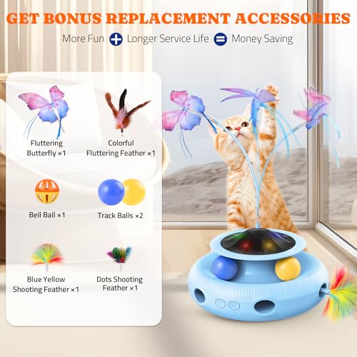 Pawtners Cat Toys, Automatic Interactive Kitten Toys for Indoor Cats, Blue - color: Blue