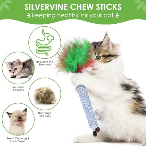 TINDTOP Cat Chew Toys, 6 Pack Silvervine Catnip Sticks for Kittens - color: 6 Pack