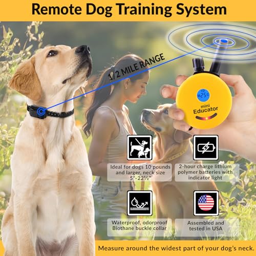 E-Collar Mini Educator ET-302 Remote Dog Training Collar, Yellow - color: Yellow, size: 2 Dog