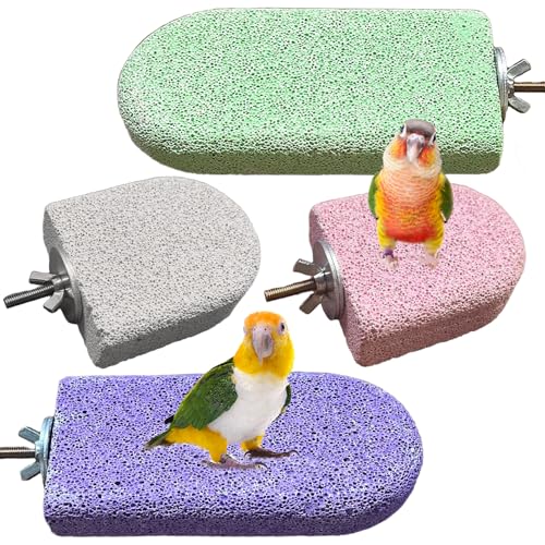 4Pcs Bird Beak Grinding Stone Lava Ledge Parrot Perch Stand Platform,Color - color: 4Pack Colorful | S & L