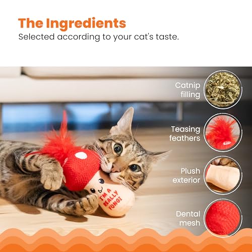 Catstages A Really Fungi Mushroom Interactive Cat Kicker Toy, 5" - color: Mushroom Kicker