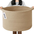 115L Extra Large Blanket Basket,Woven Rope Laundry Basket-Camel - color: Camel, size: 23.6"L x 23.6"W x 15.7"H(115L)