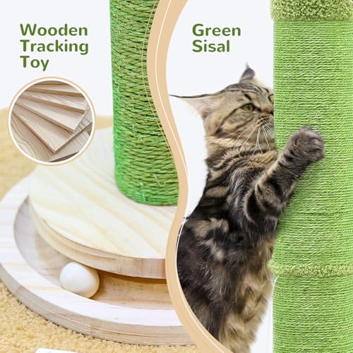 Globlazer Extra Thick Cactus Scratching Posts for Indoor Large Cats, SC37 - color: Green