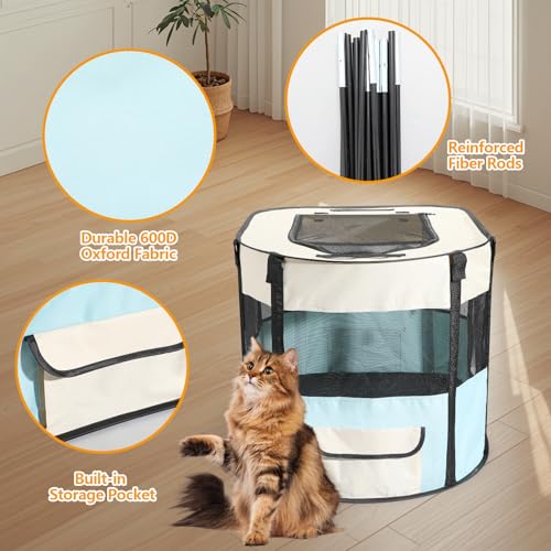 Portable Cat Playpen, Foldable Pet Tent with Carry Bag, 32 x 24 x 22 in - style: 32 x 24 x 22 inch