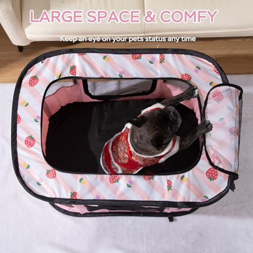 XRG Foldable Pet Playpen,Indoor Cat cage Puppy Crates M(31.5"x23.6"x21.7") - color: Pink, style: Medium（31.5"L x 23.6"W x 21.7"H）