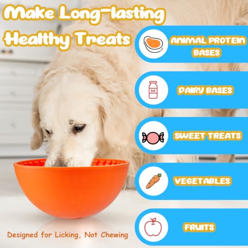 Patelai 2 Pcs Dog Lick Bowl, Slow Feeder Bowl for Dogs, Blue, Orange, Bone - color: Blue, Orange