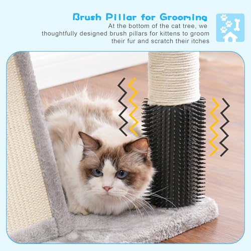 Hey-brother Cat Tree Tower, Adjustable Height, Floor to Ceiling, MPJ091W - color: Light Gray
