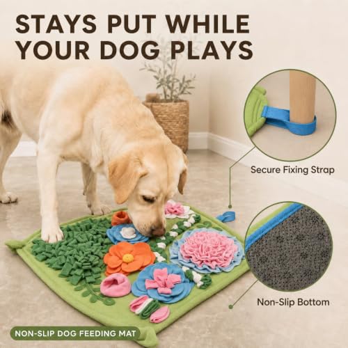 Snuffle Mat for Dogs, Interactive Dog Puzzle Toy & Slow Feeder - size: 19.7"L x 19.7"W