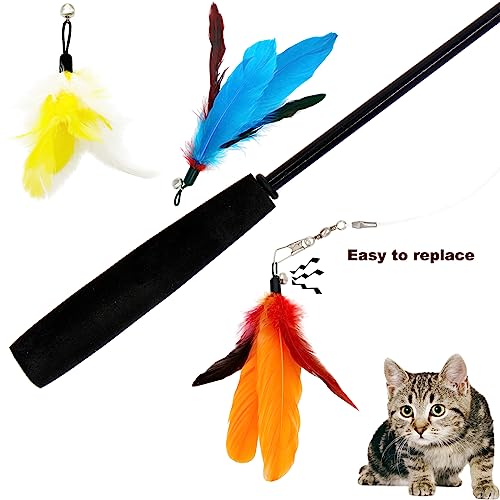 Cat Feather Toys Refills, 14 Pieces Natural Feathers Refills, Cat Wand Replacement Feathers Toy for Indoor Cats - color: 14 PCS Cat Feather Toy Refills