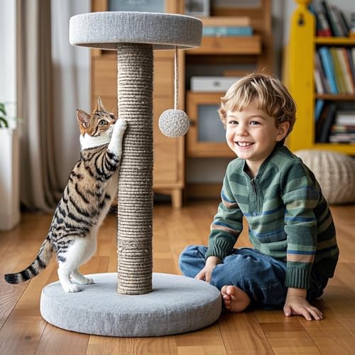 PowerKing Natural Sisal Replacement Scratching Post, 15.7'' 2 Pieces M8 Cat Scratch Post Refill Pole Parts for Refurbishment, Include Screws (Grey) - color: Grey, size: 15.7''+15.7'' (2.67''Thick)