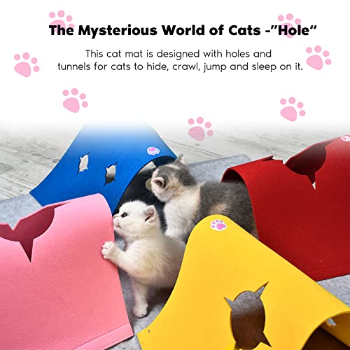 4-Way Cat Tunnels for Indoor Cats, Interactive Toys with Plush Ball - color: Multi-Color with Plush Ball