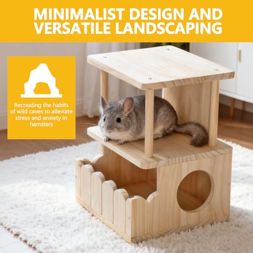 Chinchilla Hideout, Natural Wooden Hamster House Hideout - color: J