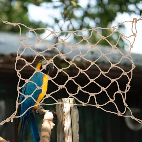 ORFOFE Bird Climbing Net Rope Climbing Net Hammock for Parrot Hamster Small Rat Hanging Pet Toy for Climbing Chewing Playing Includes 4 Hooks 21.65 X 17.32 in