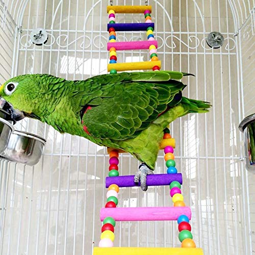Litewoo Wood Bird Ladder Bridge, Climbing Parrot Swing for Cage