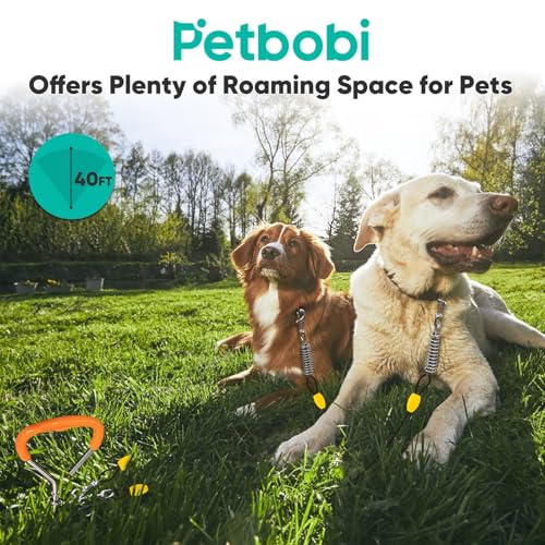 Petbobi Dog Tie Out Cable and Stake, 40ft Heavy Duty Dog Leads for Yard - color: Black, size: 40 ft (120 lbs)