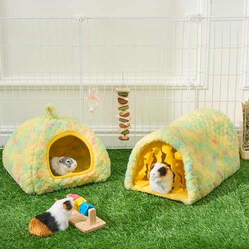 Avont 2-Pack Guinea Pig Tunnel & Hideout Bed Set - color: Yellow